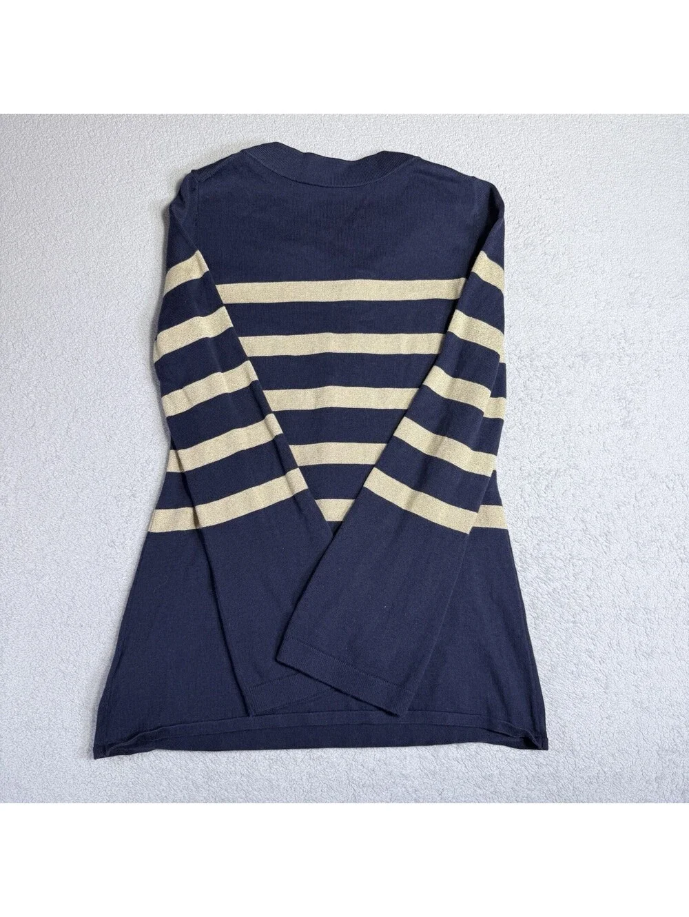 Michael Kors Women's Navy Solid V-Neck Lace-Up Grommet Short Sleeve Top Sz Small